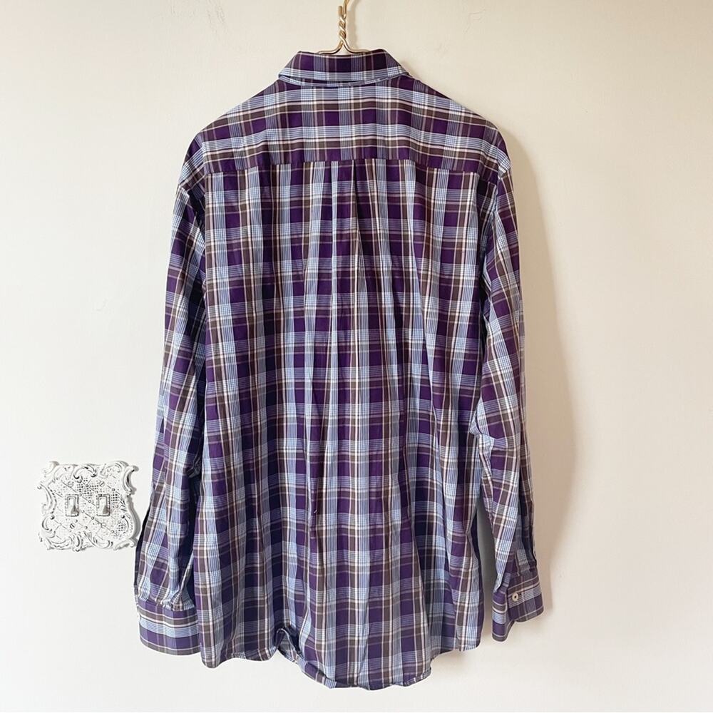 Peter Millar Purple Plaid Button Down Shirt XL - Picture 5 of 6